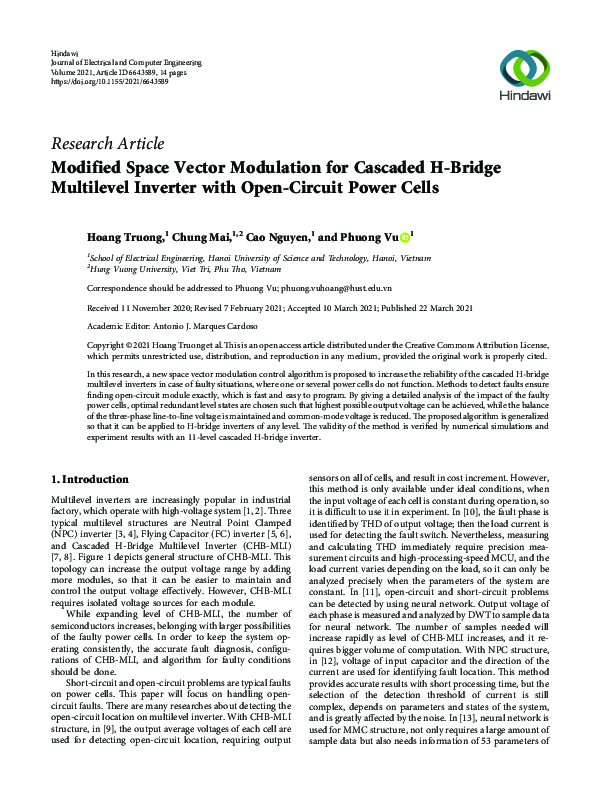 (PDF) Modified Space Vector Modulation for Cascaded H-Bridge Multilevel ...
