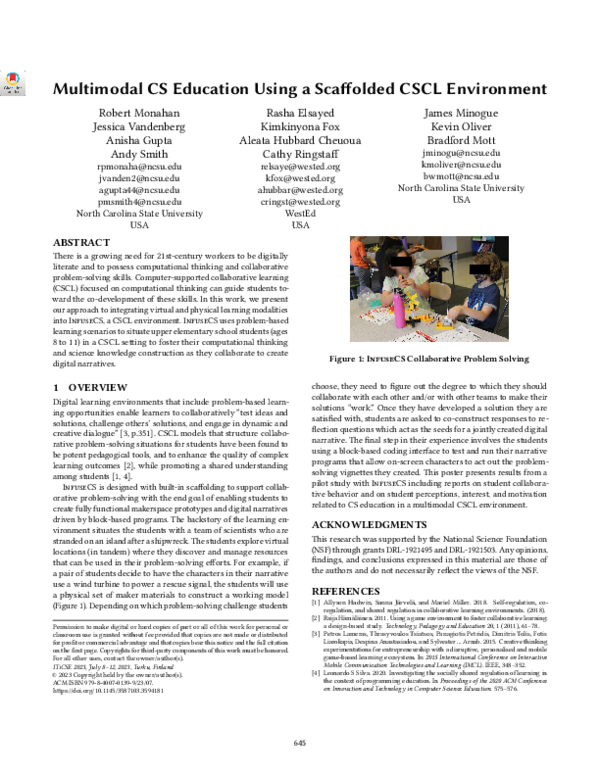 (PDF) Multimodal CS Education Using a Scaffolded CSCL Environment
