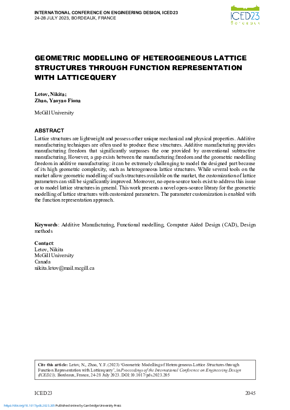 (PDF) Geometric Modelling of Heterogeneous Lattice Structures Through ...