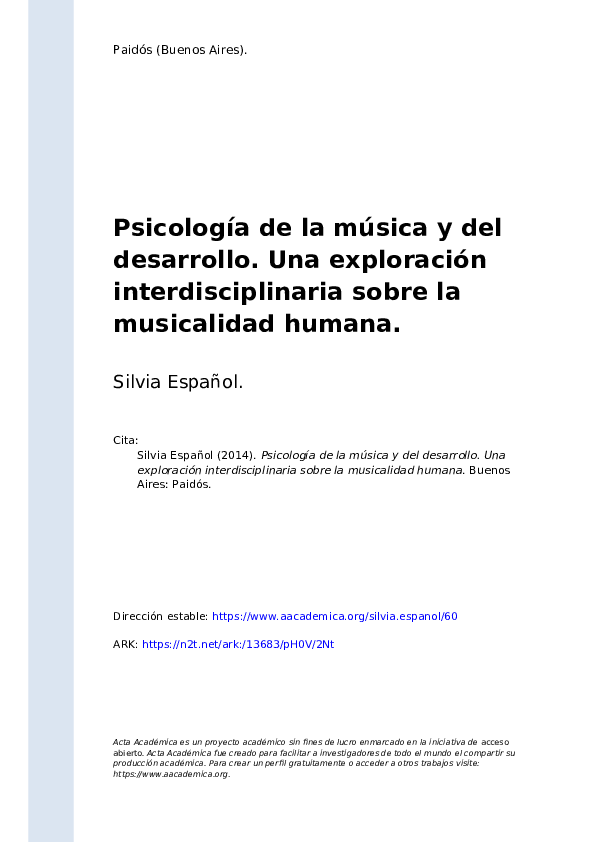 (PDF) Psicología de la música y del desarrollo. Una exploración ...