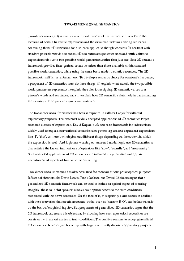  pdf two dimensional semantics stanford encyclopedia entry 