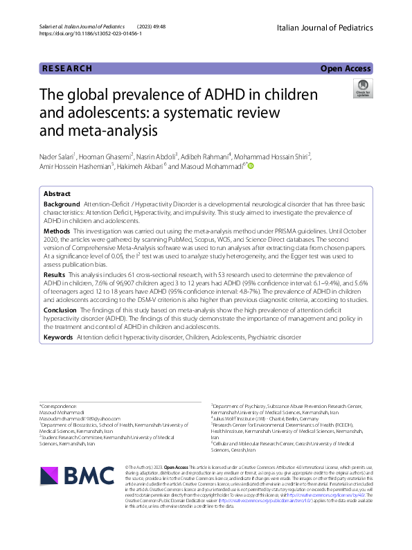 (PDF) The global prevalence of ADHD in children and adolescents: a ...