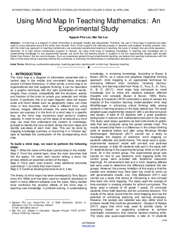 (PDF) Using Mind Map In Teaching Mathematics: An Experimental Study