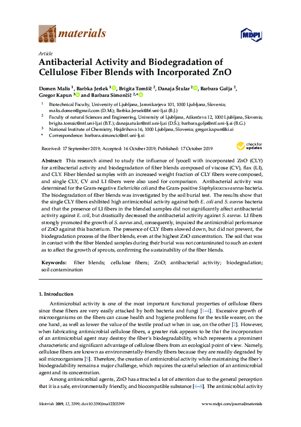 (PDF) Antibacterial Activity and Biodegradation of Cellulose Fiber ...
