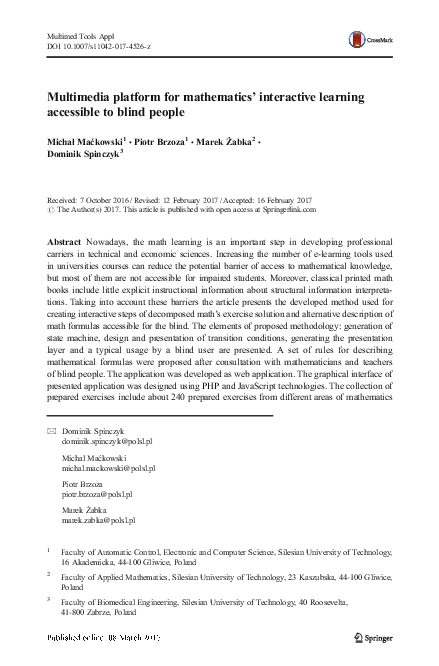 (PDF) Multimedia platform for mathematics’ interactive learning ...