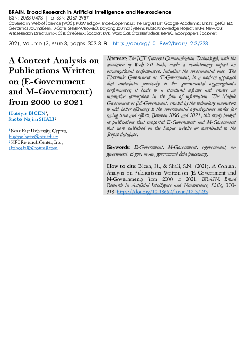 (PDF) A Content Analysis on Publications Written on (E-Government and M ...