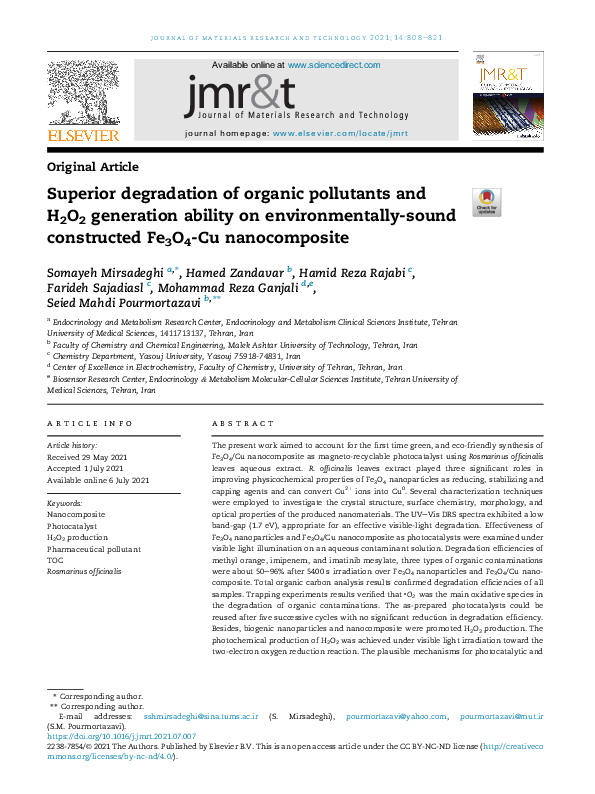 (PDF) Superior degradation of organic pollutants and H2O2 generation ...