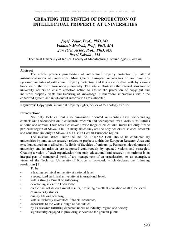(PDF) Creating the System of Protection of Intellectual Property at ...