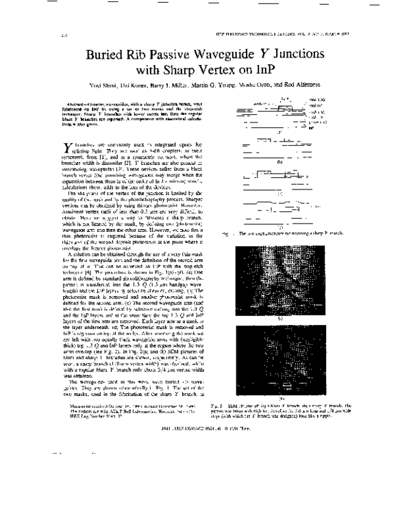 (PDF) Buried rib passive waveguide Y junctions with sharp vertex on InP ...