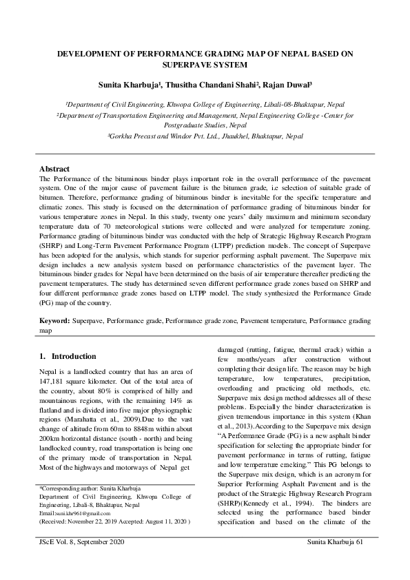 (PDF) Development of Performance Grading Map of Nepal Based on ...