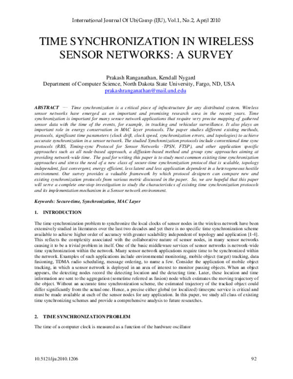 (PDF) Time Synchronization in Wireless Sensor Network based on Level ...