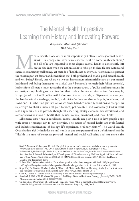 (PDF) The Mental Health Imperative: Learning from History and ...
