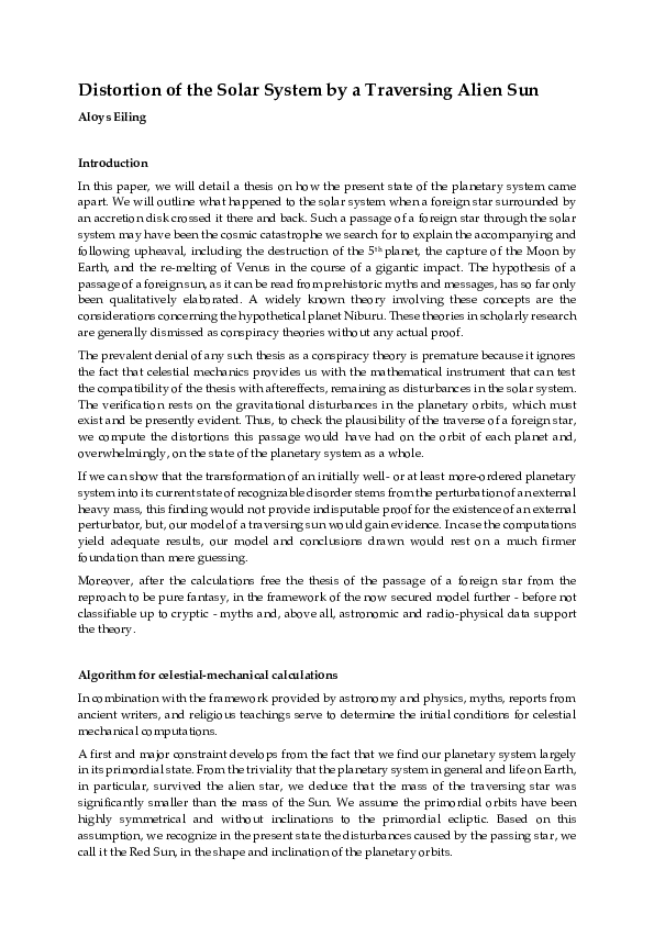 (PDF) Distortion of the Solar System by a Traversing Alien Sun