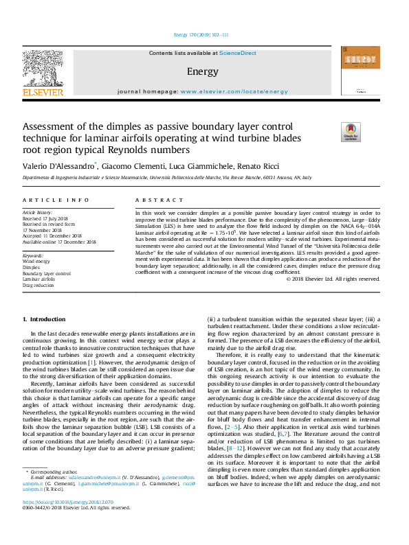 (PDF) Assessment of the dimples as passive boundary layer control ...