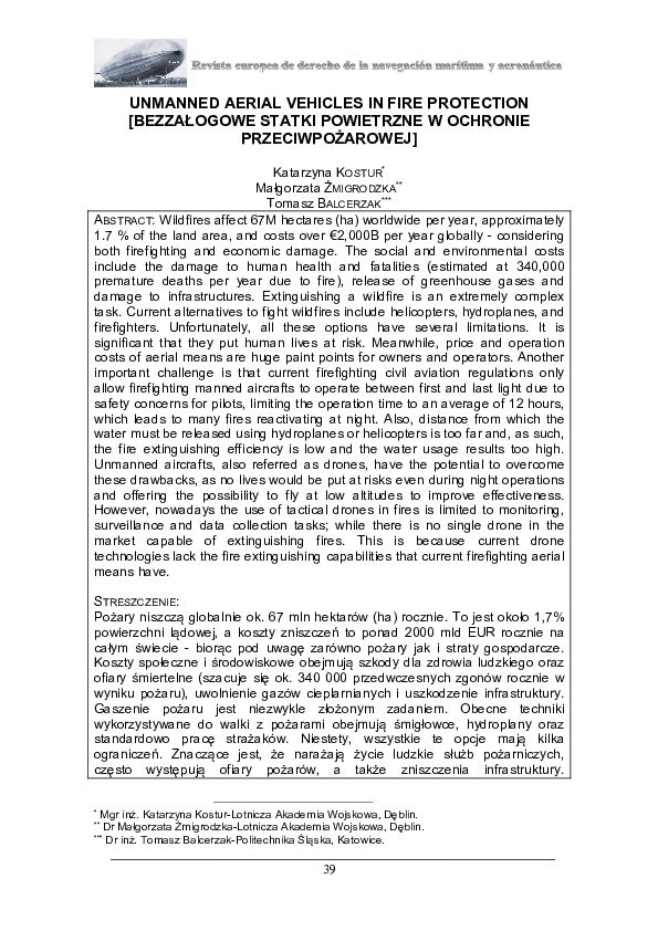 (PDF) Unmanned Aerial Vehicles in Fire Protection