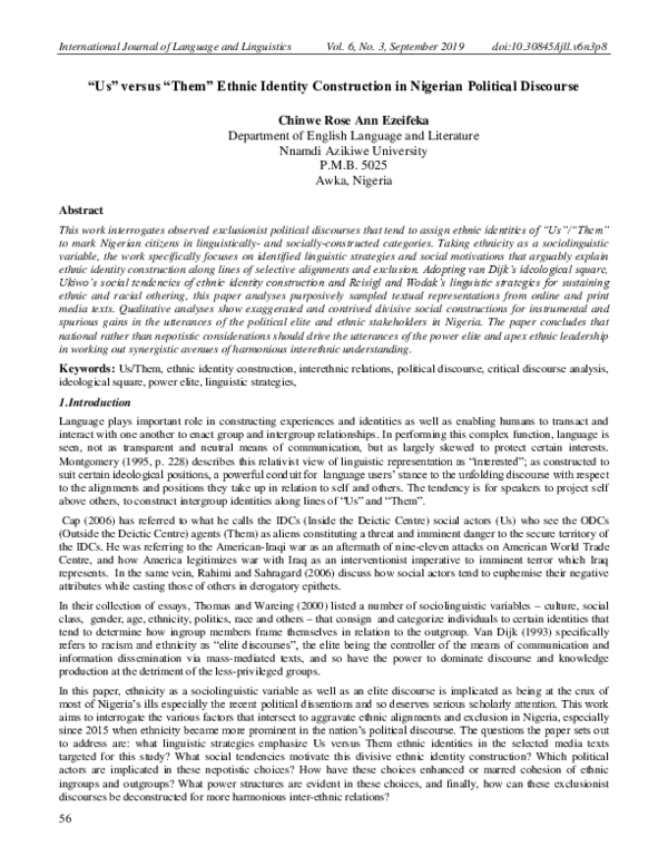 (PDF) “Us” versus “Them” Ethnic Identity Construction in Nigerian ...