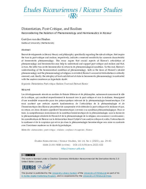 (PDF) Distantiation, Post-Critique, and Realism Reconsidering the ...