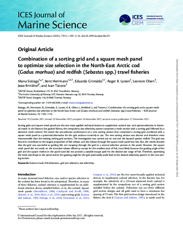 (PDF) Combination of a sorting grid and a square mesh panel to optimize ...