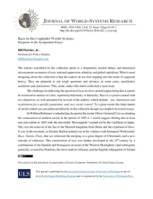Race in the Capitalist World-System: Response to Symposium Essays