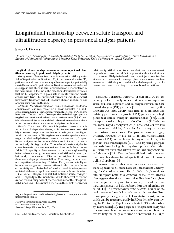(PDF) Longitudinal relationship between solute transport and ...