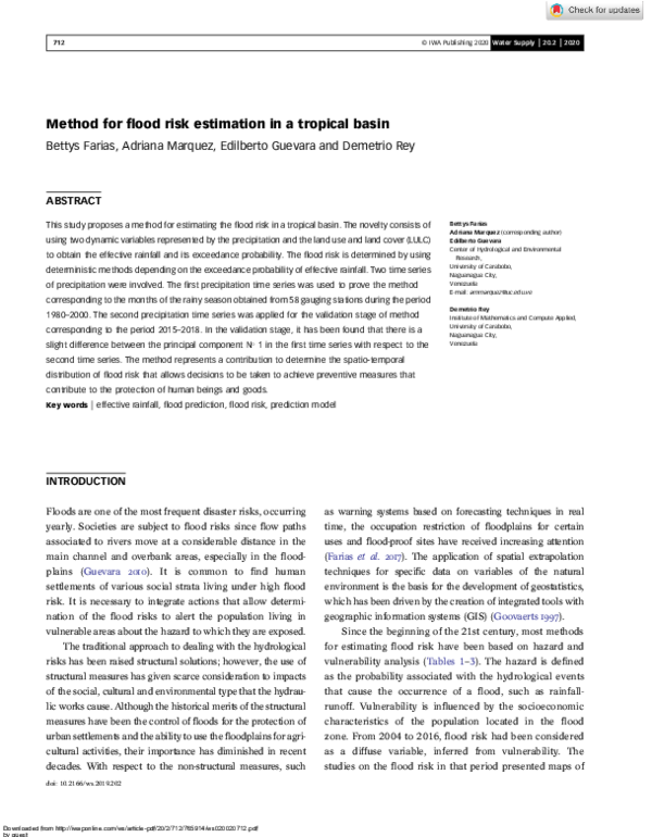 (PDF) Method for flood risk estimation in a tropical basin