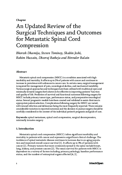 (PDF) A updated review of the techniques and outcomes for spinal ...