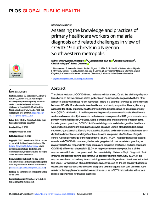 (PDF) Assessing the knowledge and practices of primary healthcare ...