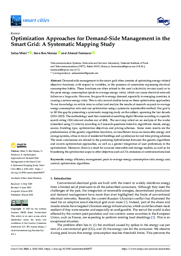 (PDF) Optimization Approaches for Demand-Side Management in the Smart ...