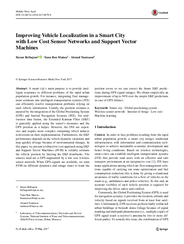 (PDF) Improving Vehicle Localization in a Smart City with Low Cost ...
