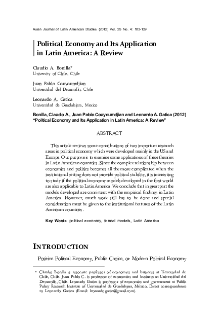 (PDF) Political Economy and Its Application in Latin America: A Review