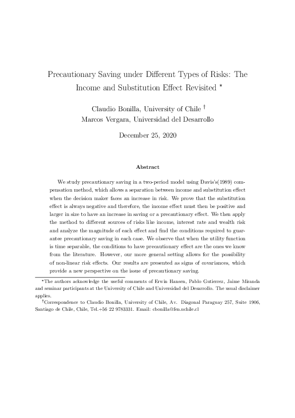 (PDF) Precautionary Saving under Different Types of Risks: The Income ...