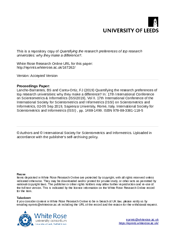 (PDF) Quantifying the research preferences of top research universities ...