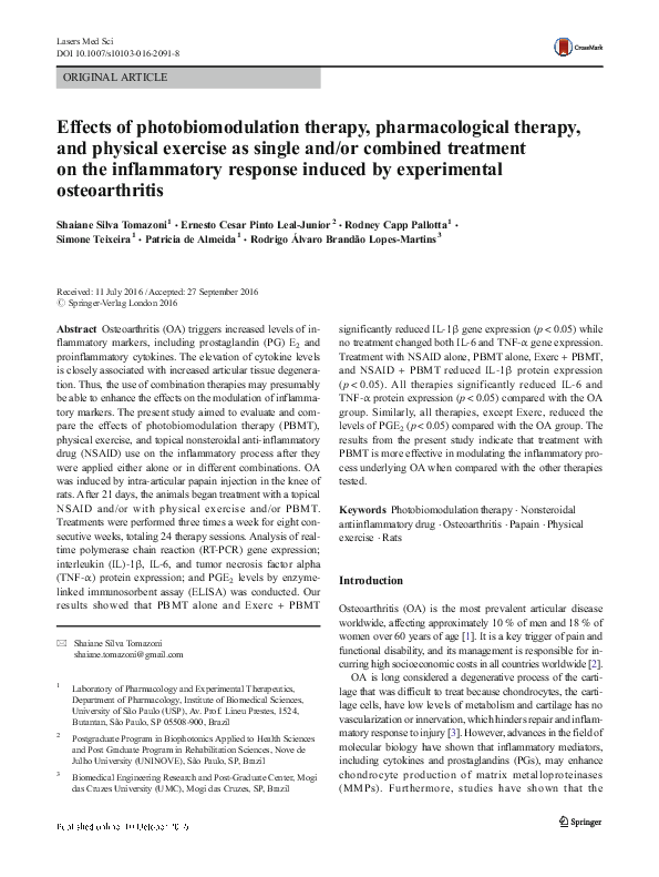 (PDF) Effects of photobiomodulation therapy, pharmacological therapy ...