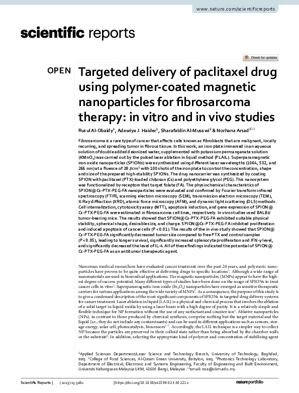 (PDF) Targeted delivery of paclitaxel drug using polymer-coated ...