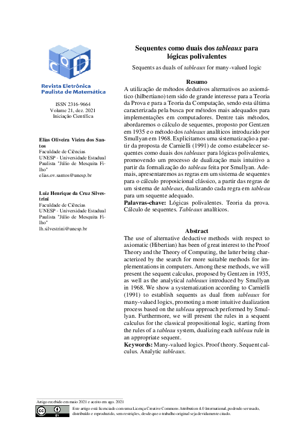 (PDF) Sequentes como duais dos tableaux para lógicas polivalentes