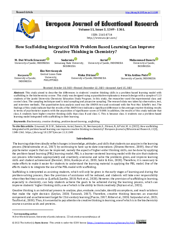 (PDF) How Scaffolding Integrated With Problem Based Learning Can ...