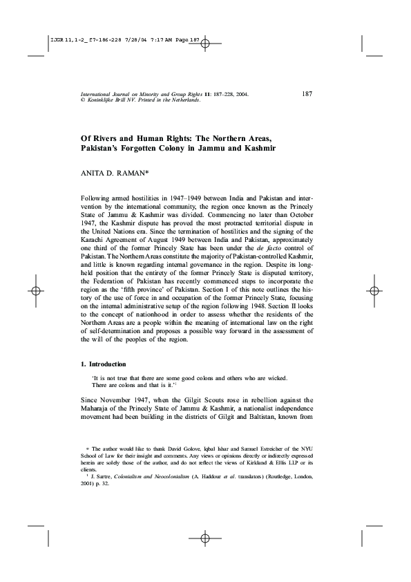 (PDF) Of Rivers and Human Rights: The Northern Areas, Pakistan's ...