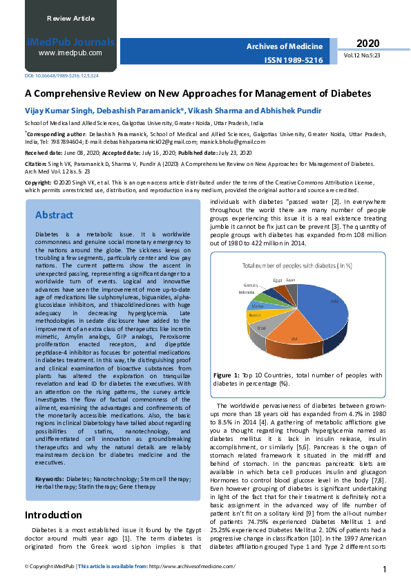 (PDF) A Comprehensive Review on New Approaches for Management of Diabetes