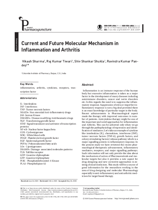 (PDF) Current and Future molecular mechanism in Inflammation and Arthritis