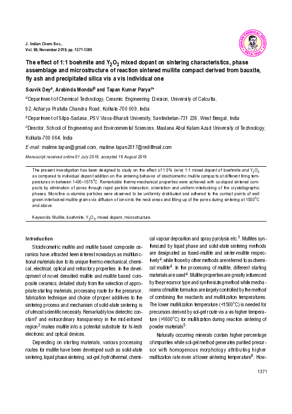 (PDF) The effect of 1:1 boehmite and Y2O3 mixed dopant on sintering ...