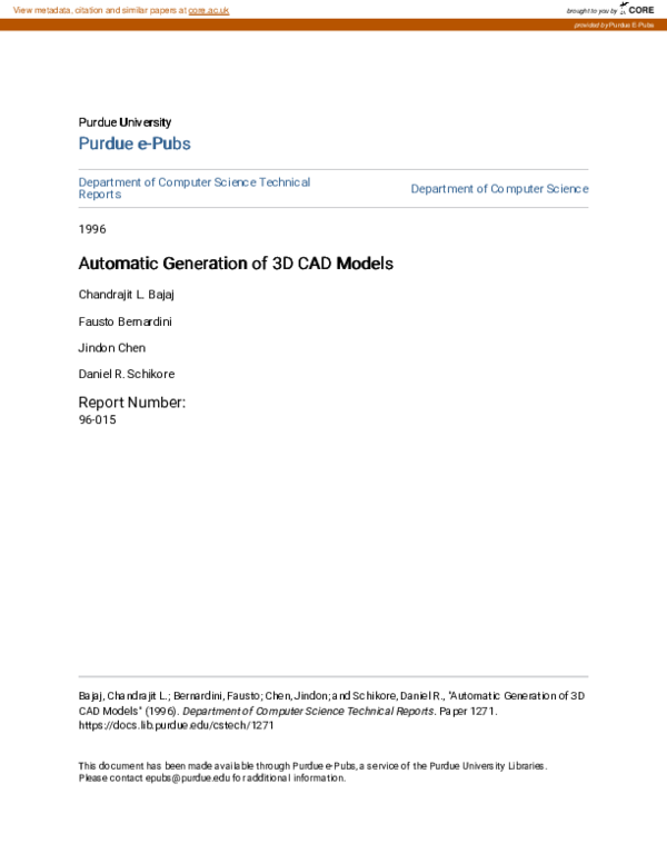 (PDF) Automatic generation of 3D CAD models