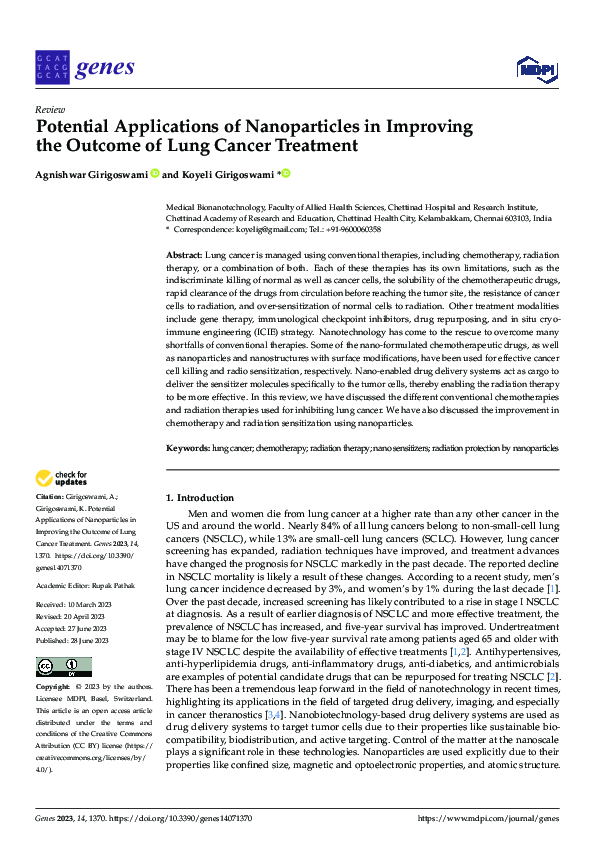 (PDF) Potential Applications of Nanoparticles in Improving the Outcome ...