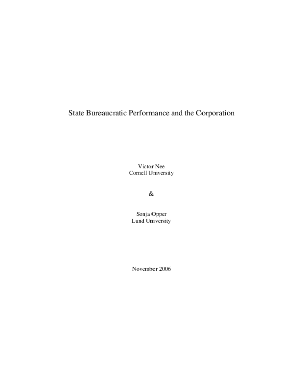 (PDF) State Bureaucratic Performance and the Corporation
