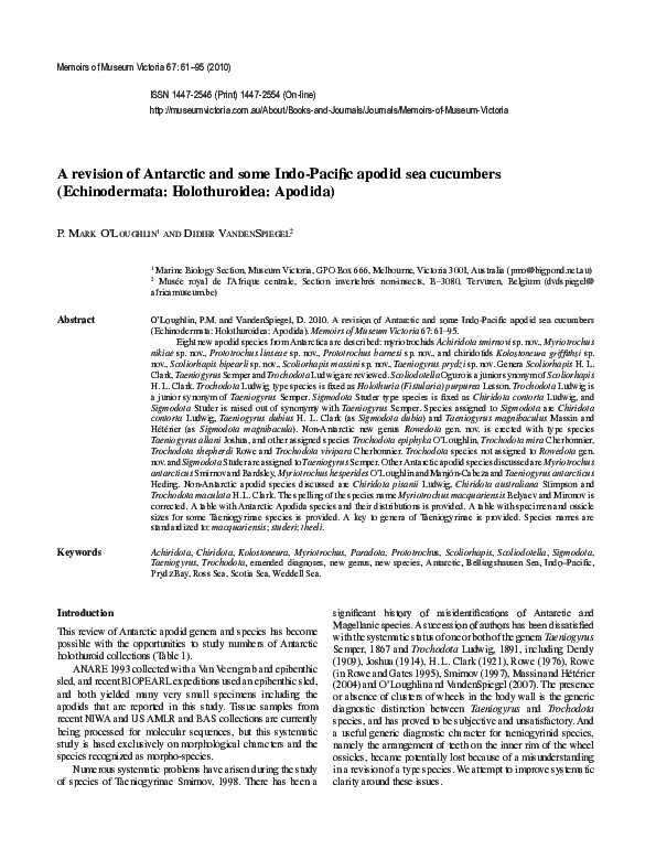 (PDF) A revision of Antarctic and some Indo-Pacific apodid sea ...