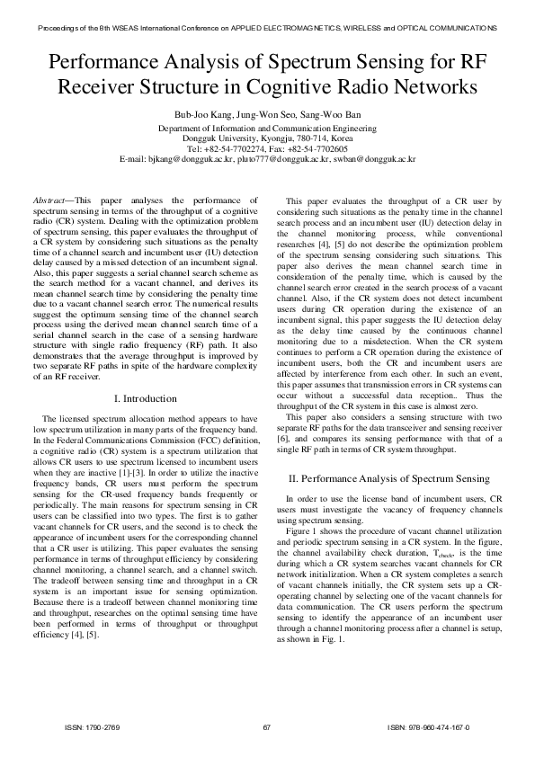 (PDF) Performance analysis of spectrum sensing for RF receiver ...