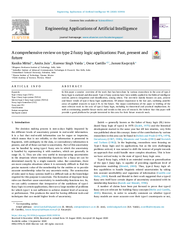 (PDF) A comprehensive review on type 2 fuzzy logic applications: Past ...