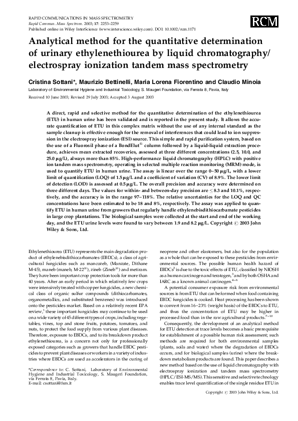 (PDF) Analytical method for the quantitative determination of cyanuric ...
