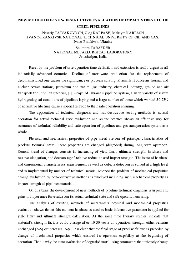 (PDF) New Method for Non-Destructive Evaluation of Impact Strength of ...