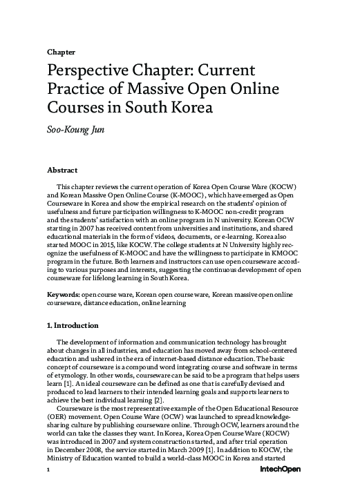 (PDF) Perspective Chapter: Current practice of Massive Open Online ...