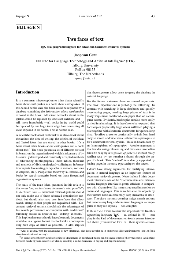(PDF) BIJLAGE N Two faces of text TEX as a programming tool for ...